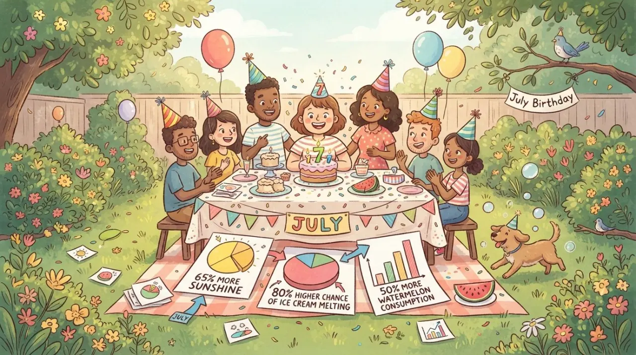 July Birthday Statistics illustration