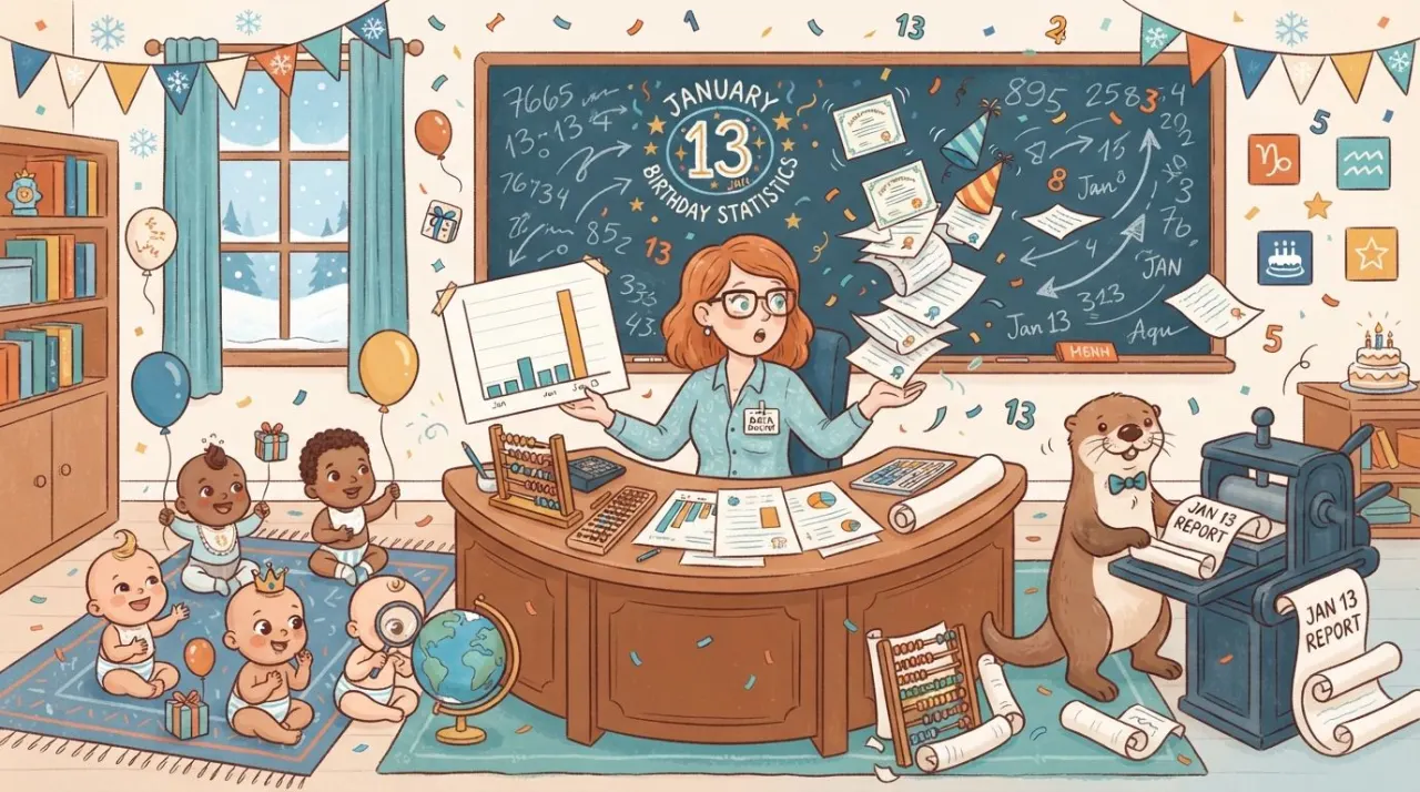 January 13 birthday statistics calendar image