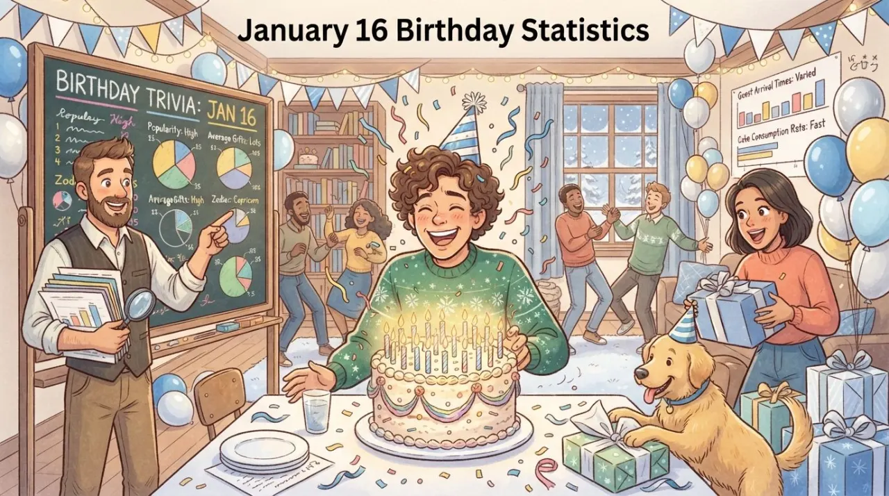 January 16 birthday statistics calendar image