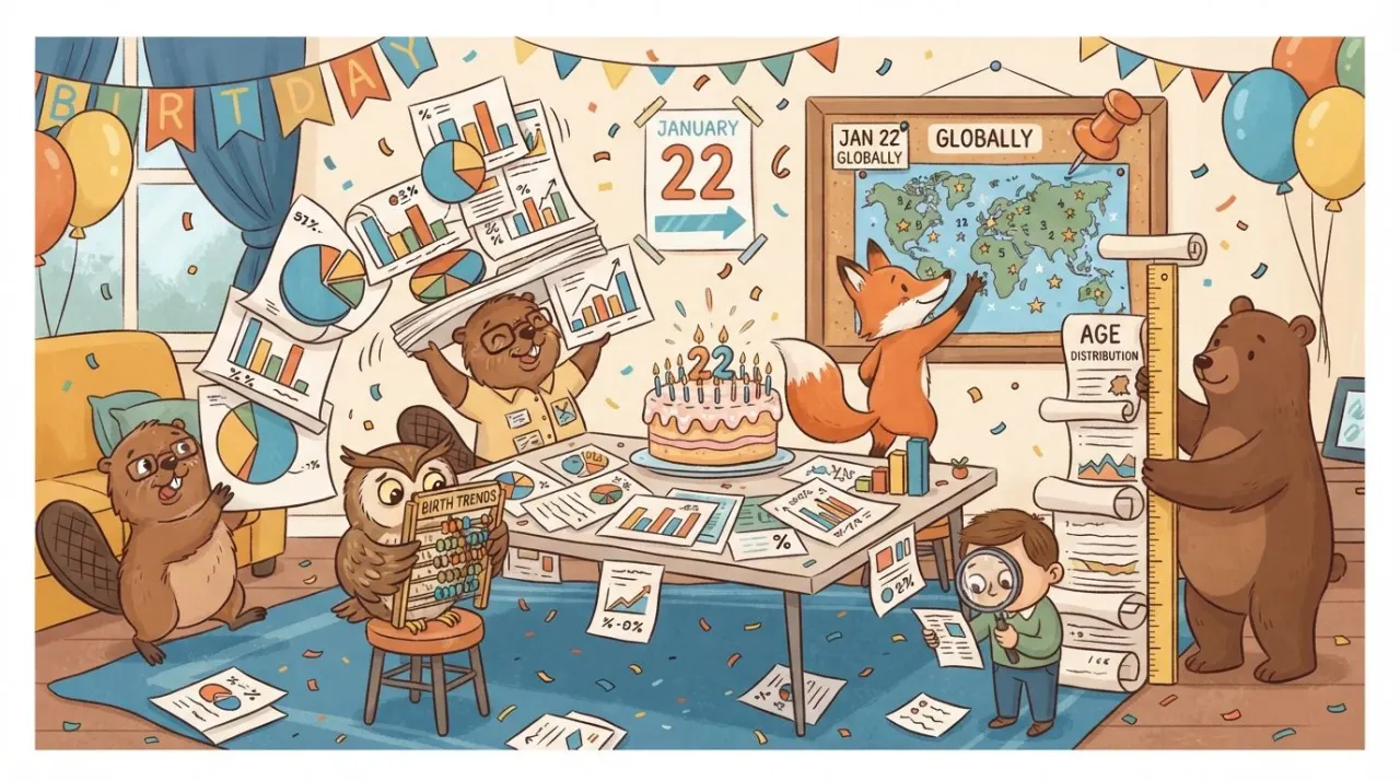 January 22 birthday statistics calendar image