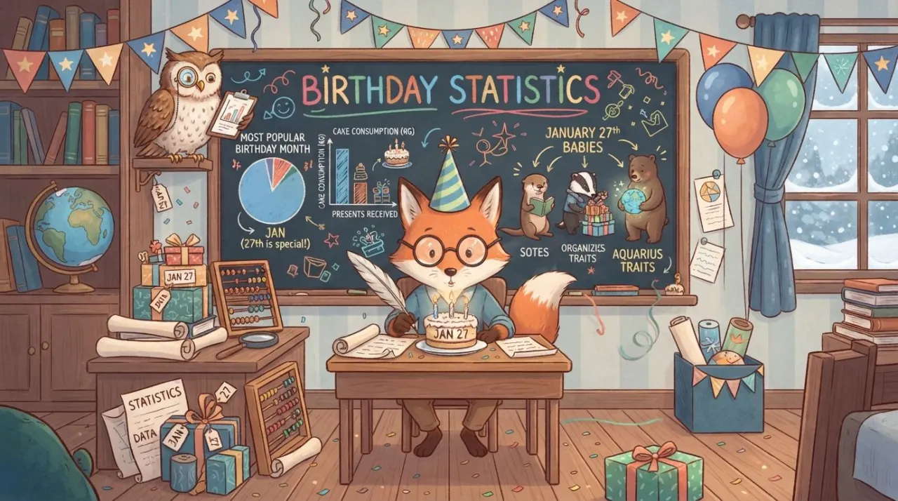 January 27 birthday statistics calendar image